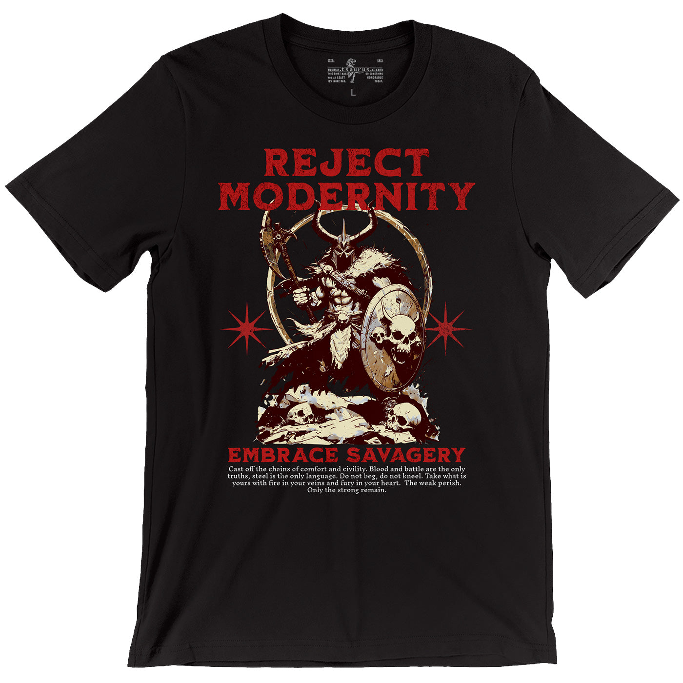 Barbarian Reject Modernity Embrace Savagery D&D Black Unisex T-Shirt