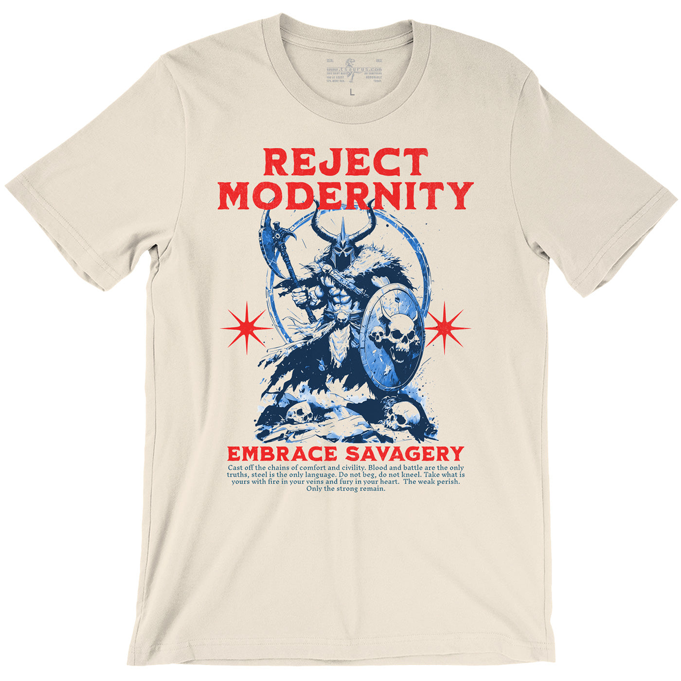 Barbarian Reject Modernity Embrace Savagery D&D Natural Linen Beige Unisex T-Shirt