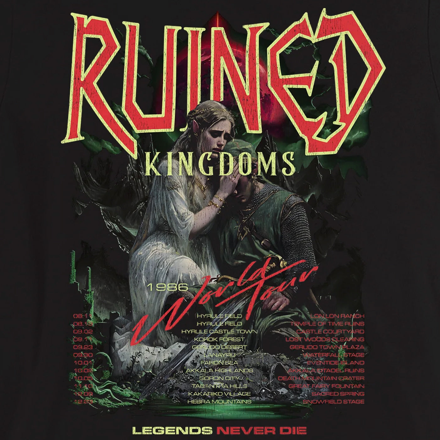 Ruined Kingdoms 1986 World Tour Unisex Zelda Inspired T-Shirt art